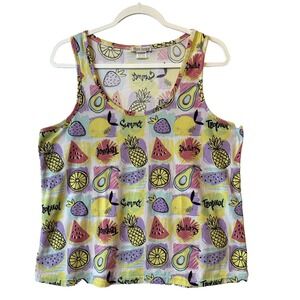 Sleep Junkie Summer Colorful Soft Comfy Tank‎ Top 1X Tropical Pineapple Resort